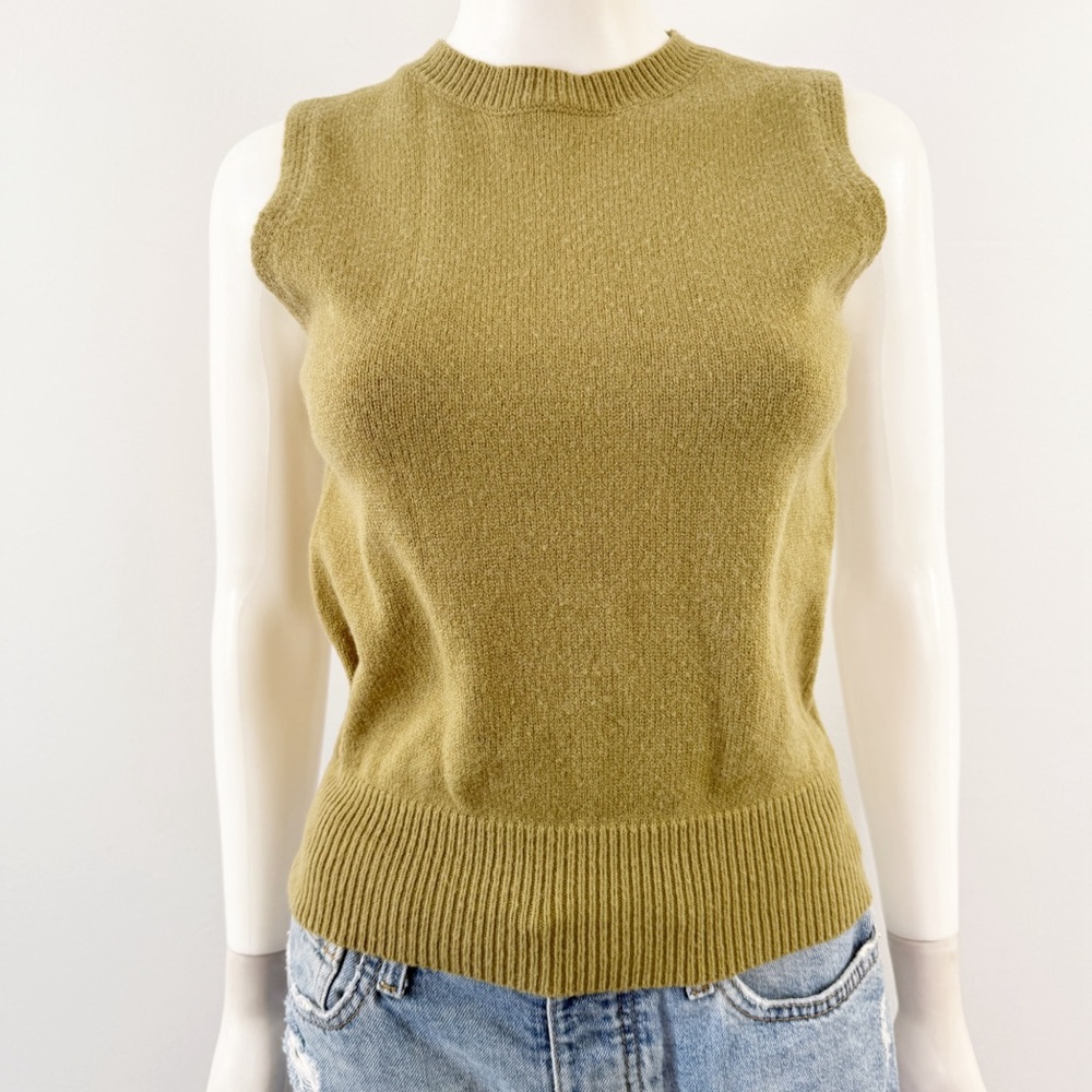 Things Between Green Sleeveless Sweater Knit Top Size S Casual High Neck